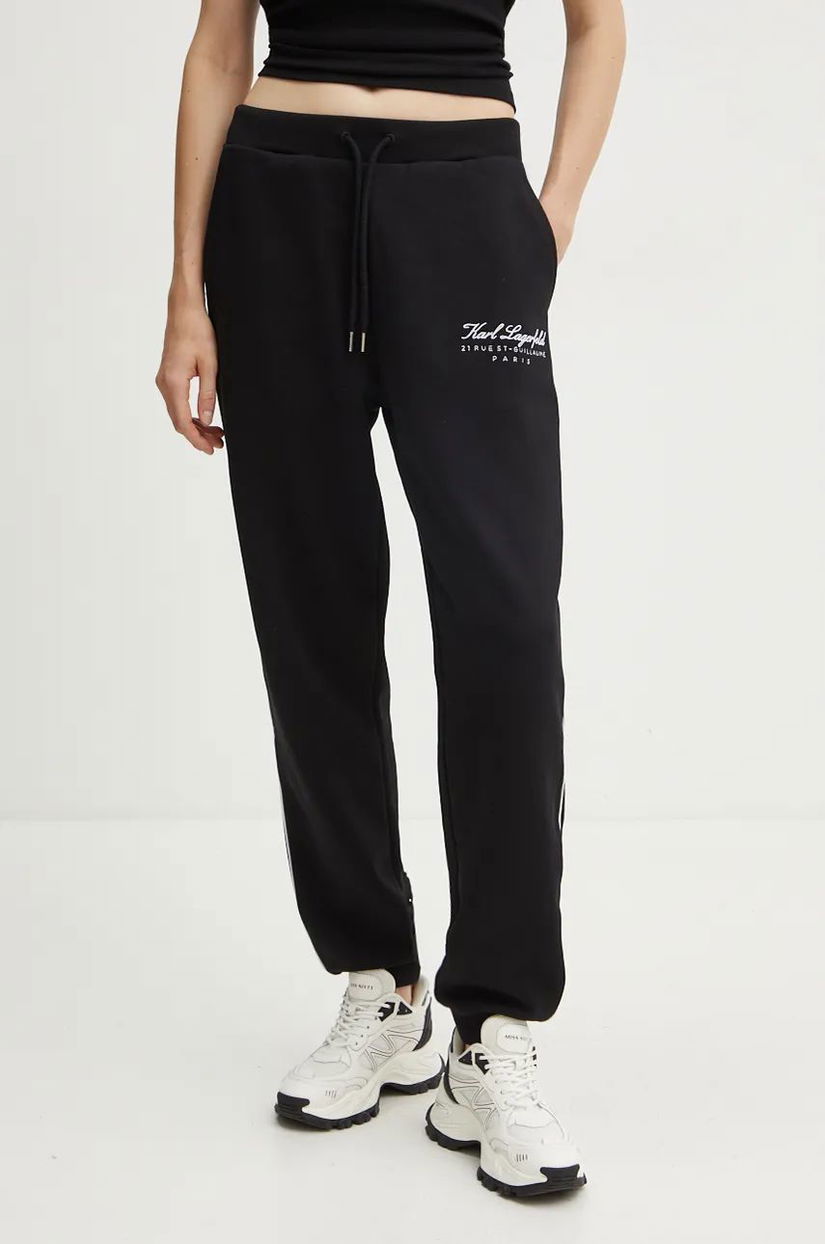 Karl Lagerfeld pantaloni de trening culoarea negru, cu imprimeu, 246W2108