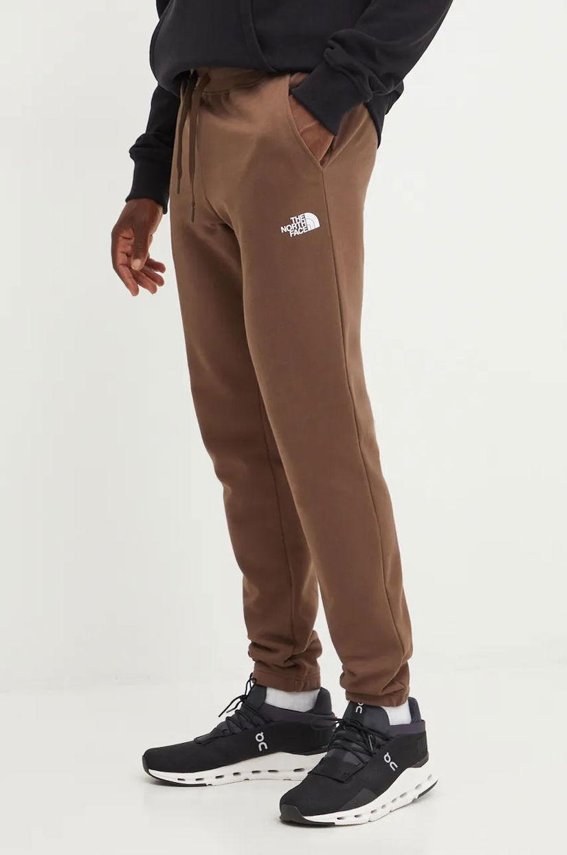 The North Face pantaloni de trening din bumbac Zumu Jogger culoarea maro, cu imprimeu, NF0A87DE1OI1