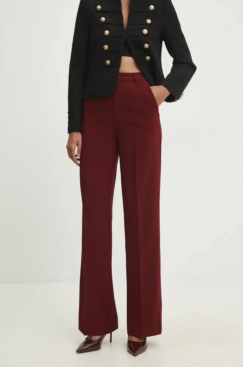 Answear Lab pantaloni femei, culoarea bordo, drept, high waist