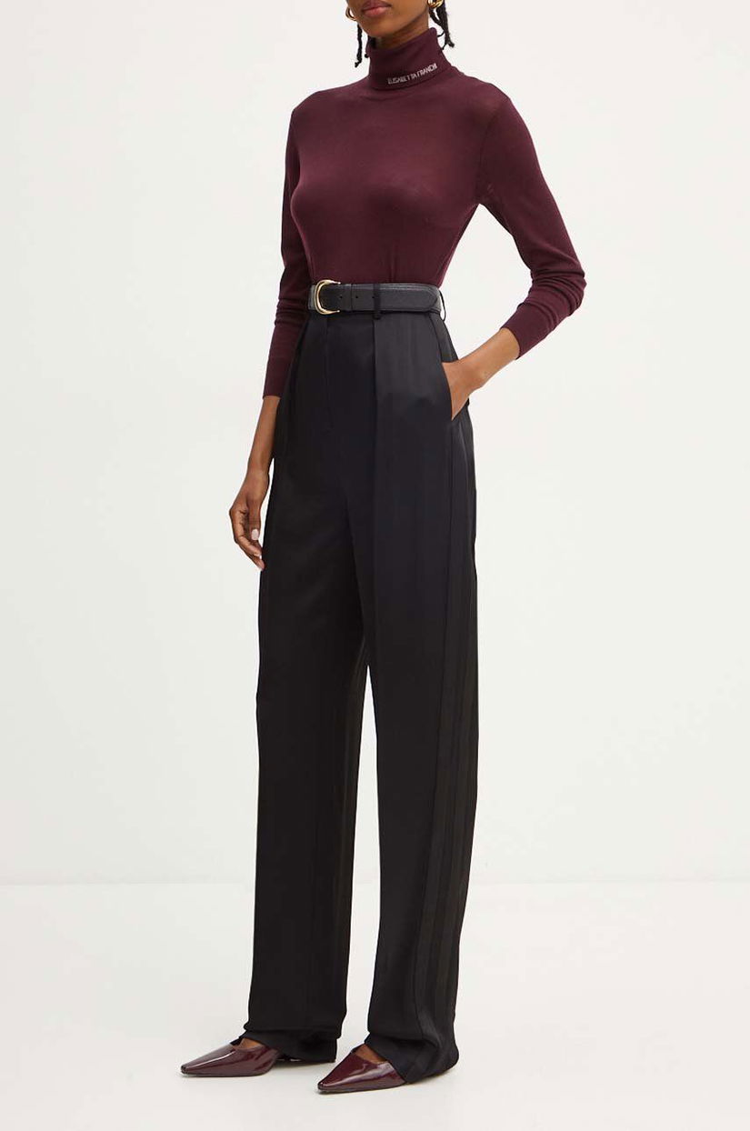 Elisabetta Franchi pantaloni femei, culoarea negru, drept, high waist, PA04647E2