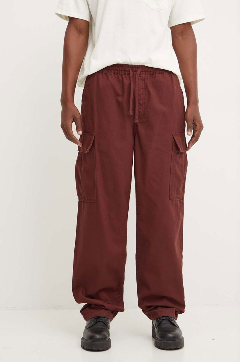 Vans pantaloni de bumbac culoarea maro, cu fason cargo, VN0005Z17YO1