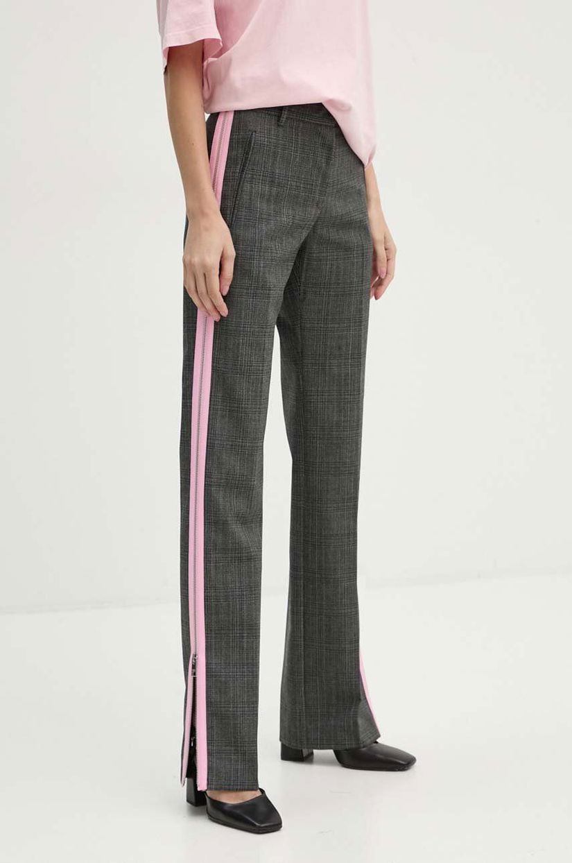 MSGM pantaloni de lana culoarea gri, drept, high waist, 3742MDP05.247825