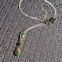 Colier argint opal de foc etiopian negru conector lant argint minimalist boho chic trendy - Transport gratuit
