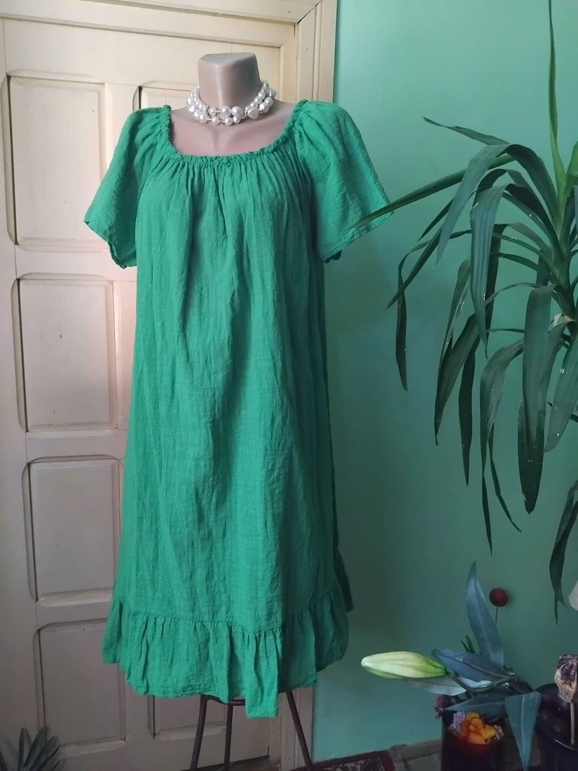 Rochie din pânză topita verde