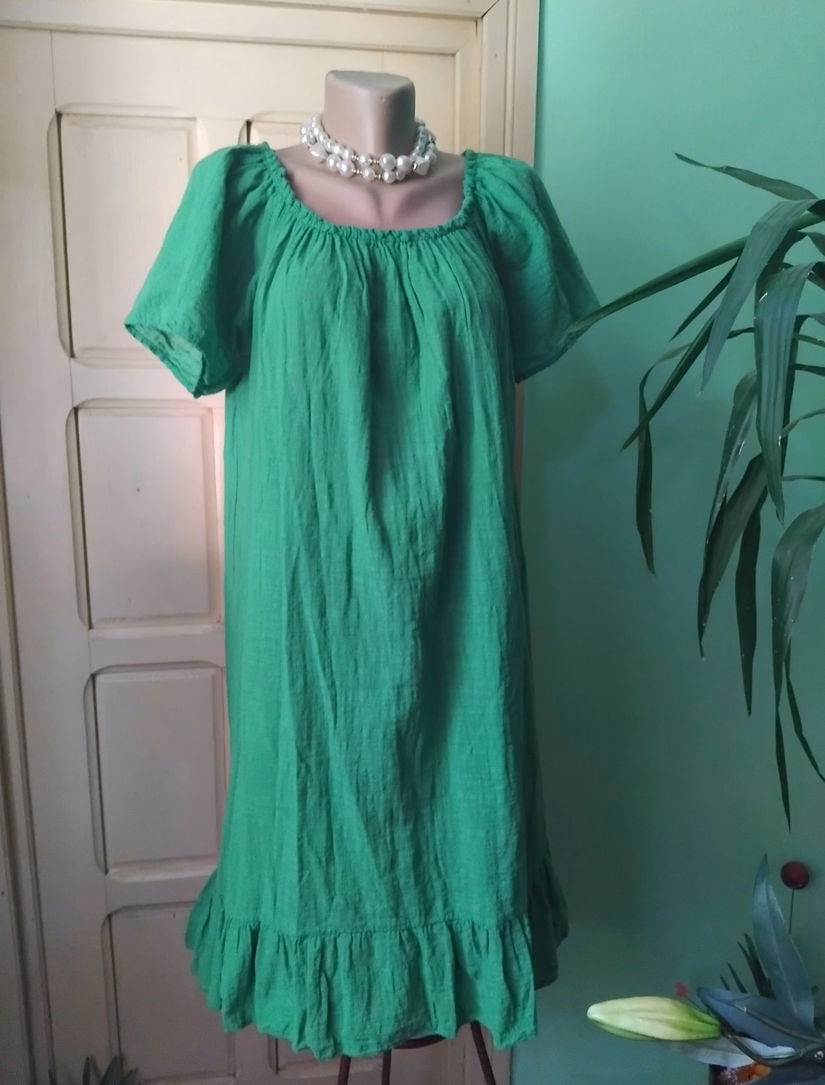 Rochie din pânză topita verde