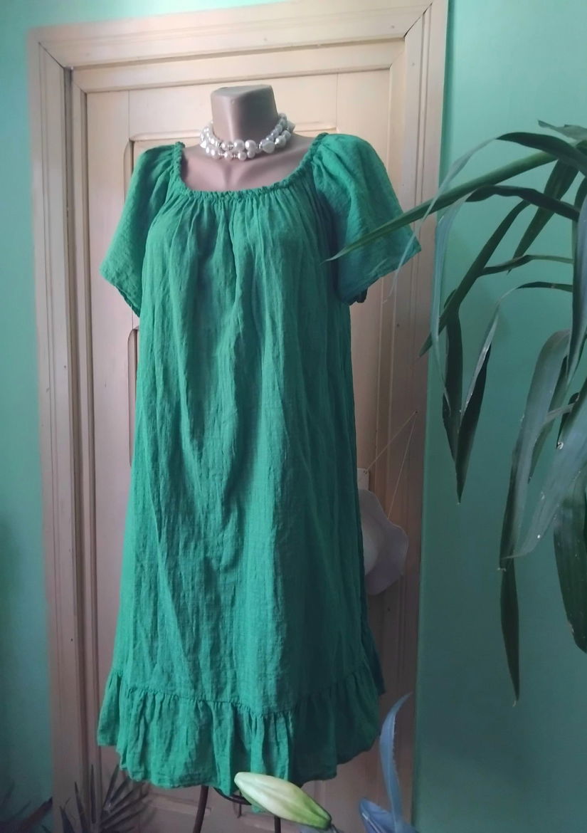 Rochie din pânză topita verde