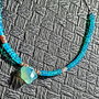 Colier argint opal de foc etiopian albastru aqua calcedoner stea heishi disc minimalist boho chic trendy - Transport gratuit