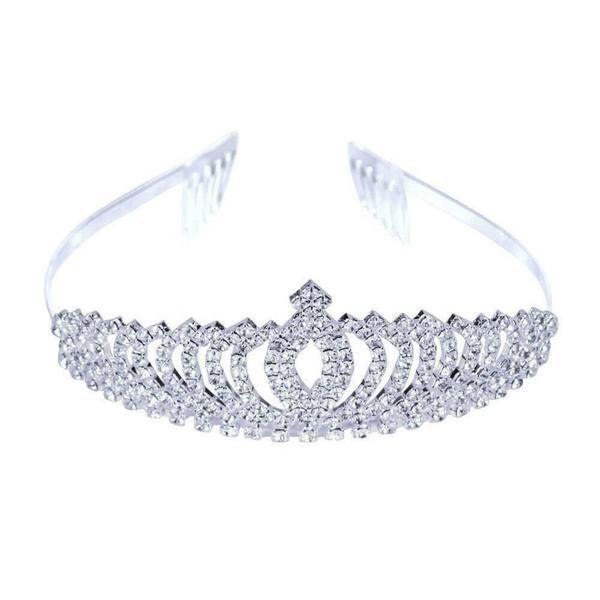 Diadema tip coronita, pentru nunta, botez, aniversare sau alte evenimente, culoare argintie, dimensiuni 13 x 4,5cm, marca ssmedia