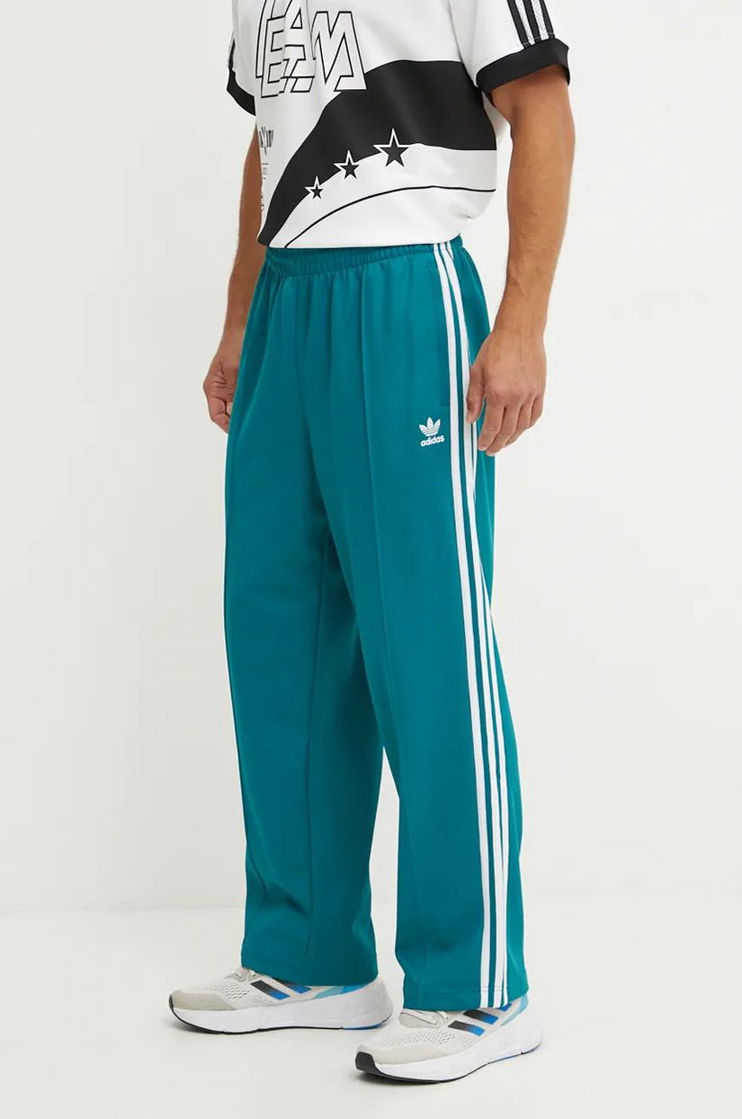 adidas Originals pantaloni de trening Adicolor Baggy Fit Firebird Pant culoarea turcoaz, cu imprimeu, IZ2473