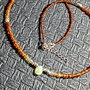 Colier argint hessonit granat ombre gradient degrade opal de foc etiopian brioleta minimalist boho chic trendy - Transport gratuit
