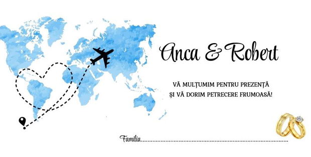 Plic de bani nunta tematica travel