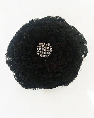 Brosa floare neagra dantela 11  cm