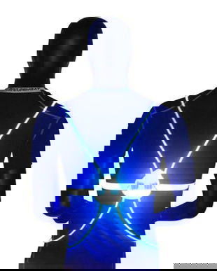Vesta de siguranta cu Led, reflectorizanta, pentru alergat, mers pe bicicleta sau alte activitati pe timp de noapte, protectie impotriva accidentelor, dimensiune universala - Albastru