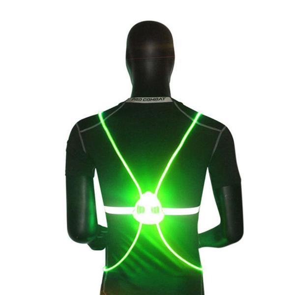 Vesta de siguranta cu Led, reflectorizanta, pentru alergat, mers pe bicicleta sau alte activitati pe timp de noapte, protectie impotriva accidentelor, dimensiune universala - Verde