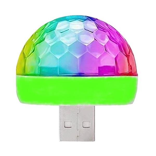 Glob disco multicolor, cu mufa Usb si senzor detectie ritm muzica, pentru masina sau locuinta, care creeaza lumina ambientala