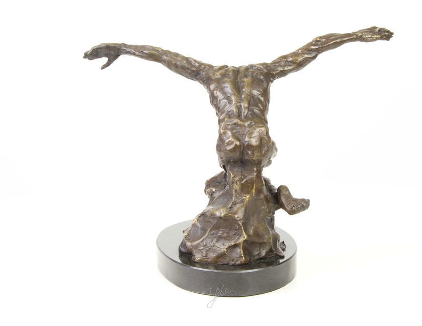 Dansator nud-statueta din bronz masiv cu soclu din marmura