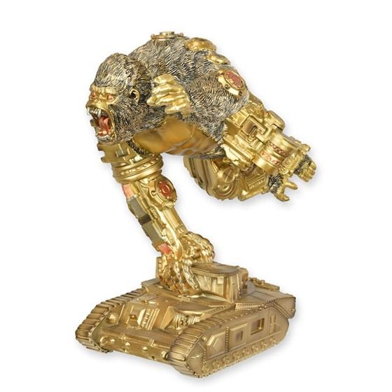 Gorila pe tanc-statueta Steampunk din rasini