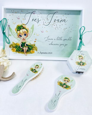 Set aniversar personalizat 1 anisor - Tinkerbell - Tavita turta si accesorii