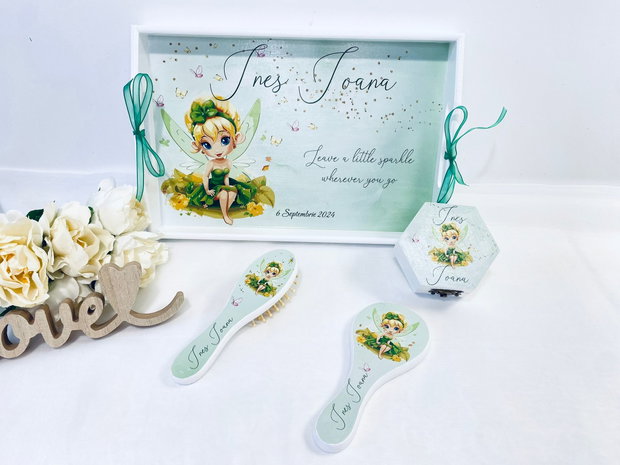 Set aniversar personalizat 1 anisor - Tinkerbell - Tavita turta si accesorii