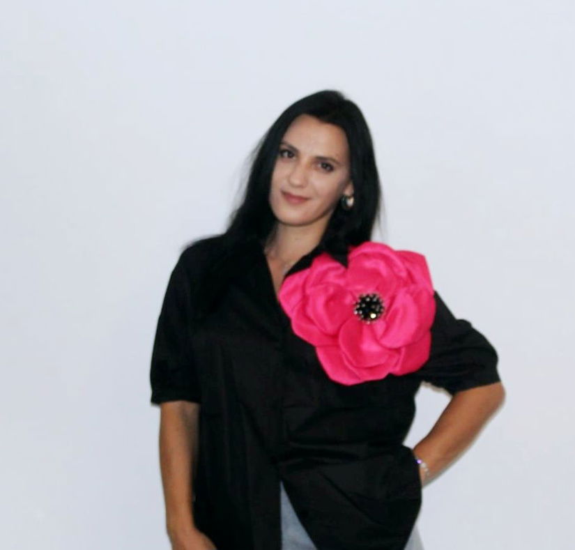 Camasa neagra Flower Oversize