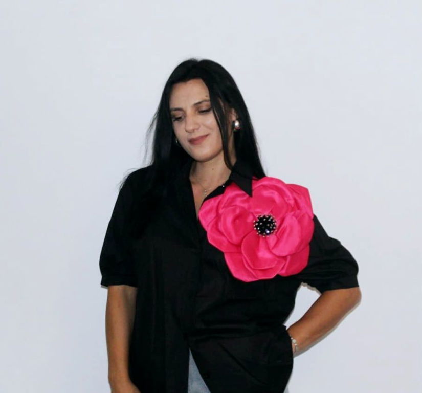 Camasa neagra Flower Oversize