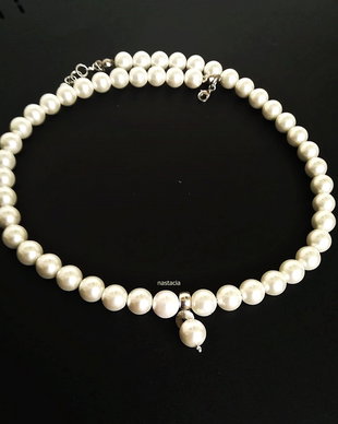 colier argint 925 si perle naturale seashell albe