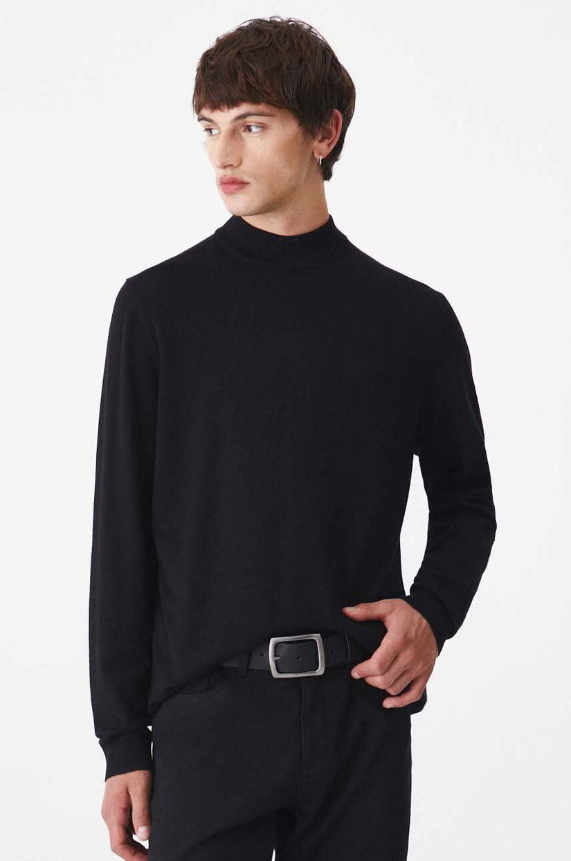 Medicine pulover barbati, culoarea negru, light, cu turtleneck