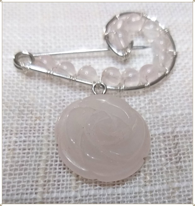 BROSA- SFERE SI FLOARE DE CUART ROZ