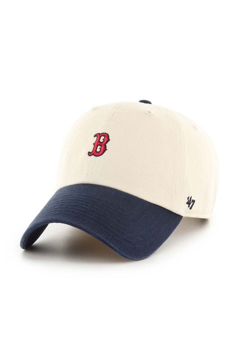 47 brand șapcă de baseball din bumbac MLB Boston Red Sox culoarea bej, cu imprimeu, B-SSTBC02GWS-NT