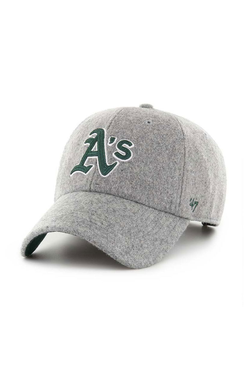 47 brand caciula din amestec de lana MLB Oakland Athletics culoarea gri, cu imprimeu, B-CHSCU18WIS-GY