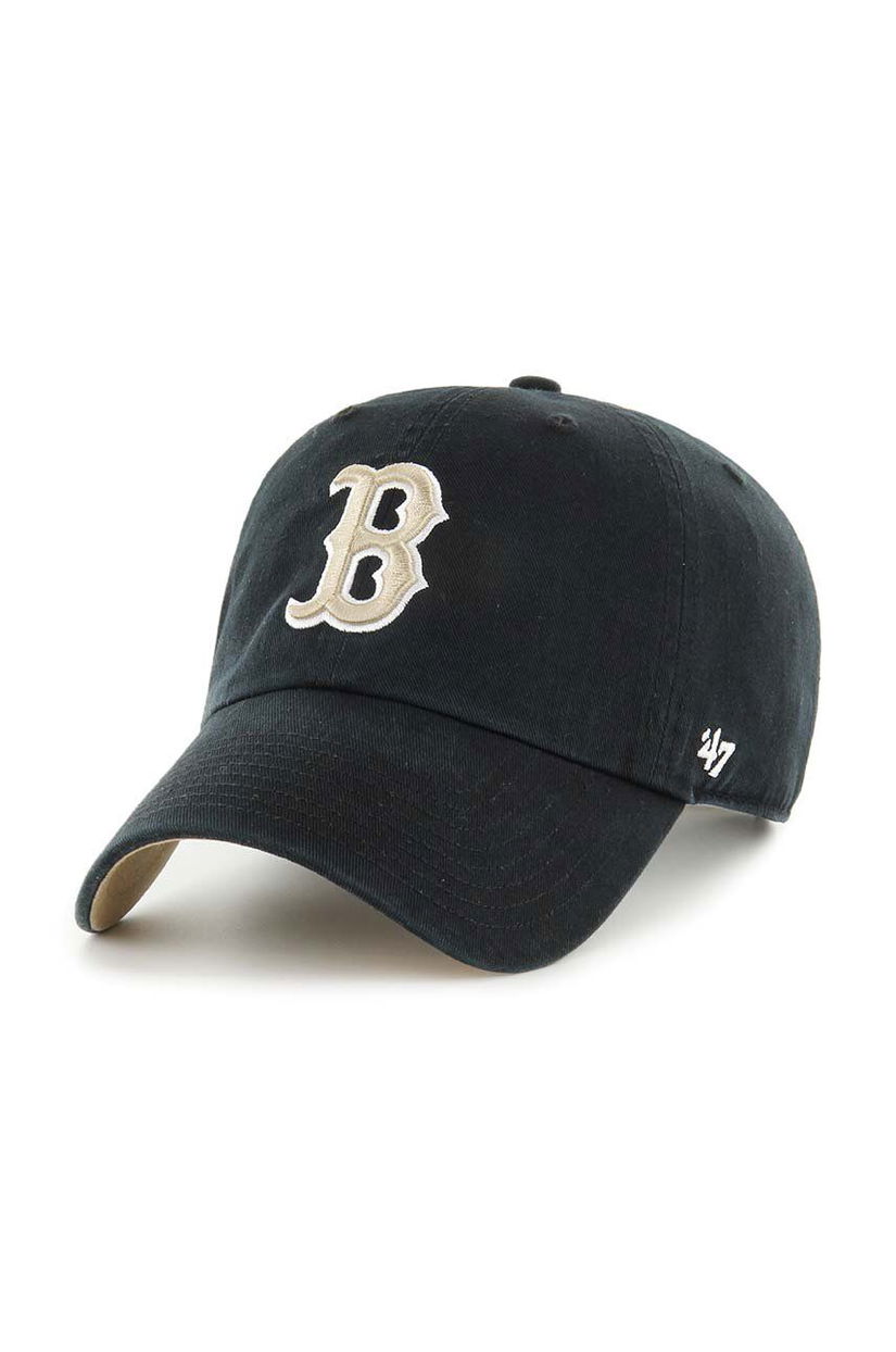 47 brand șapcă de baseball din bumbac MLB Boston Red Sox culoarea negru, cu imprimeu, BCWS-DBLUN02GWS-BK04