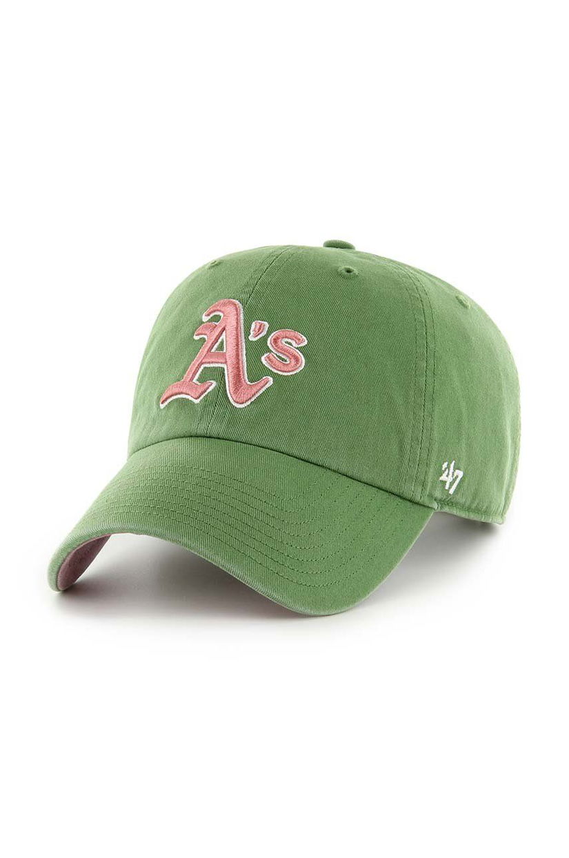 47 brand șapcă de baseball din bumbac MLB Oakland Athletics culoarea verde, cu imprimeu, B-DBLUN18GWS-FF