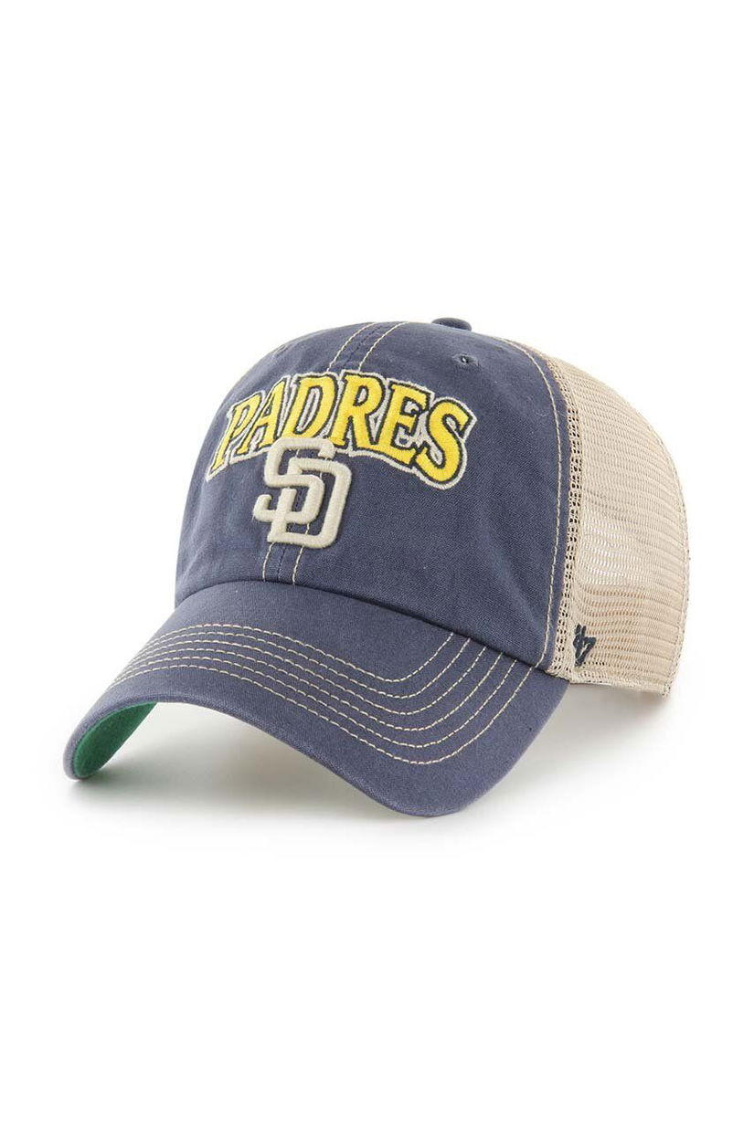 47 brand sapca MLB San Diego Padres culoarea albastru marin, cu imprimeu, B-TSCLA21LAP-VNB