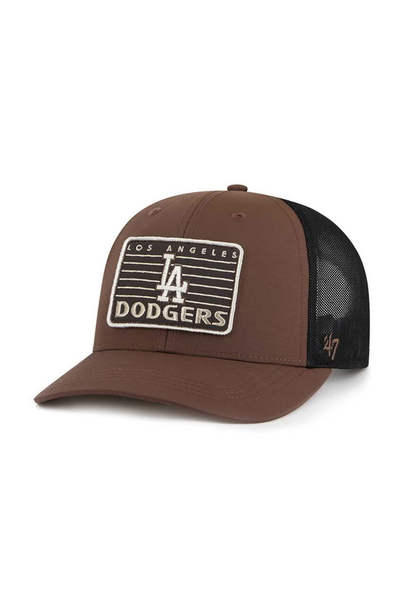 47 brand sapca MLB Los Angeles Dodgers culoarea maro, cu imprimeu, B-OUTTK12NYP-BW