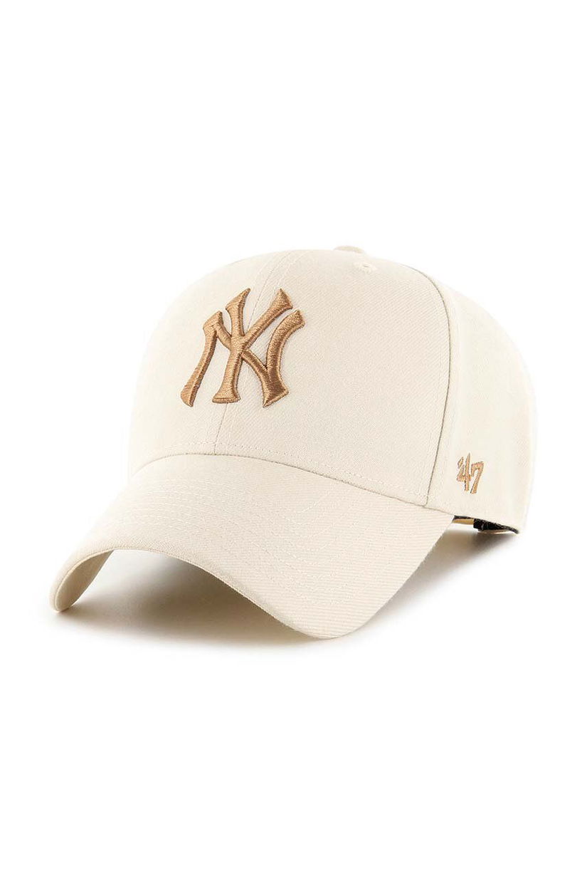 47 brand sapca MLB New York Yankees culoarea bej, cu imprimeu, B-MVPSP17WBP-NTU