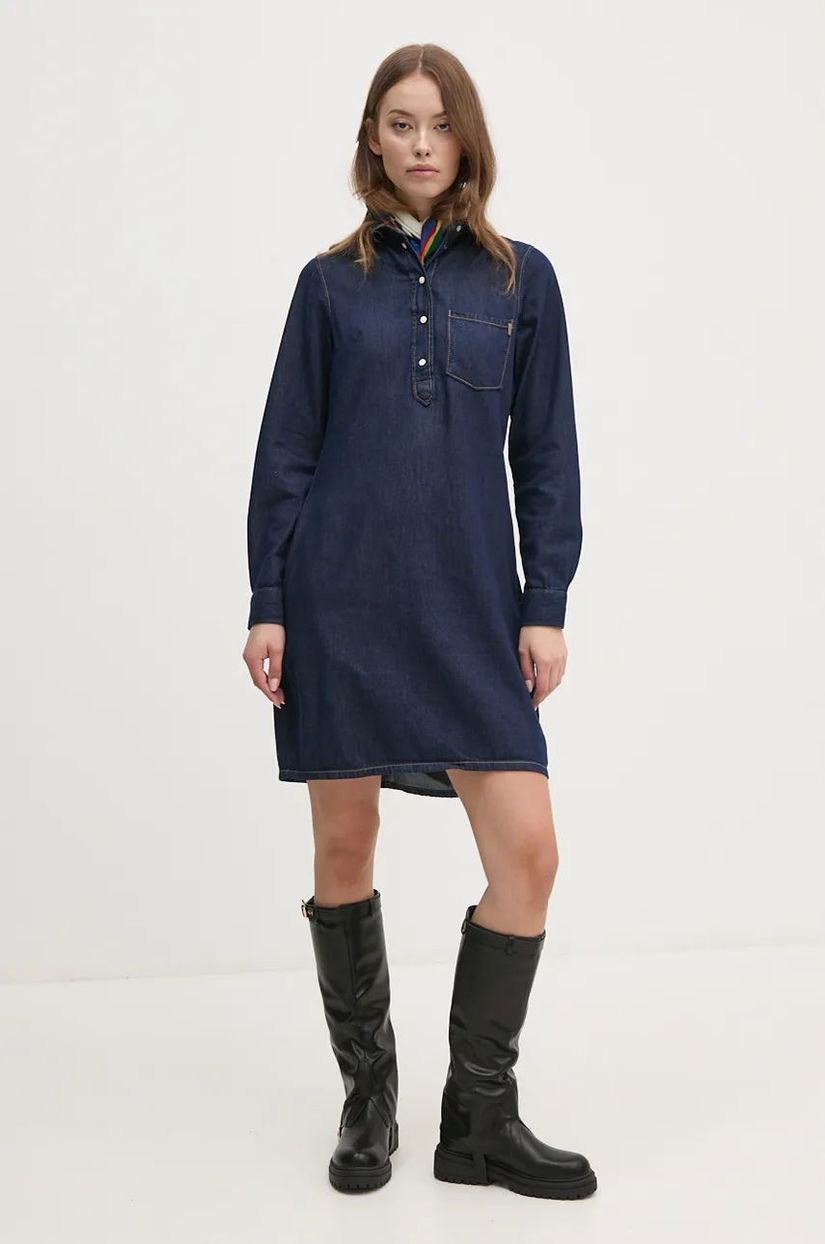 Pepe Jeans rochie jeans REGULAR PULL-OVER DRESS culoarea albastru marin, mini, drept, PL953628BC3