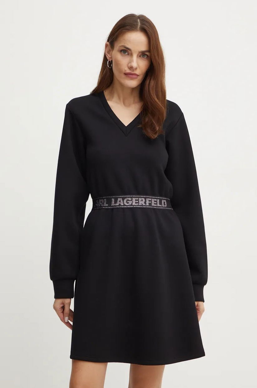 Karl Lagerfeld rochie culoarea negru, mini, evazati, 246W1312