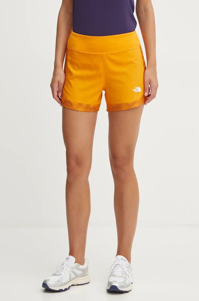 The North Face pantaloni scurti sport Sunriser femei, culoarea portocaliu, modelator, high waist, NF0A88SE7OA1