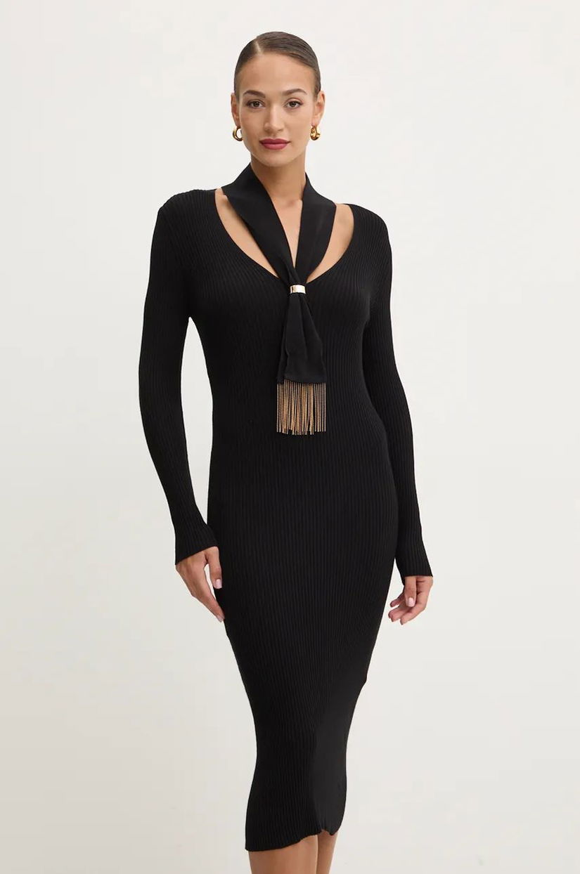 Simona Corsellini rochie culoarea negru, midi, mulata, A24CPABE03