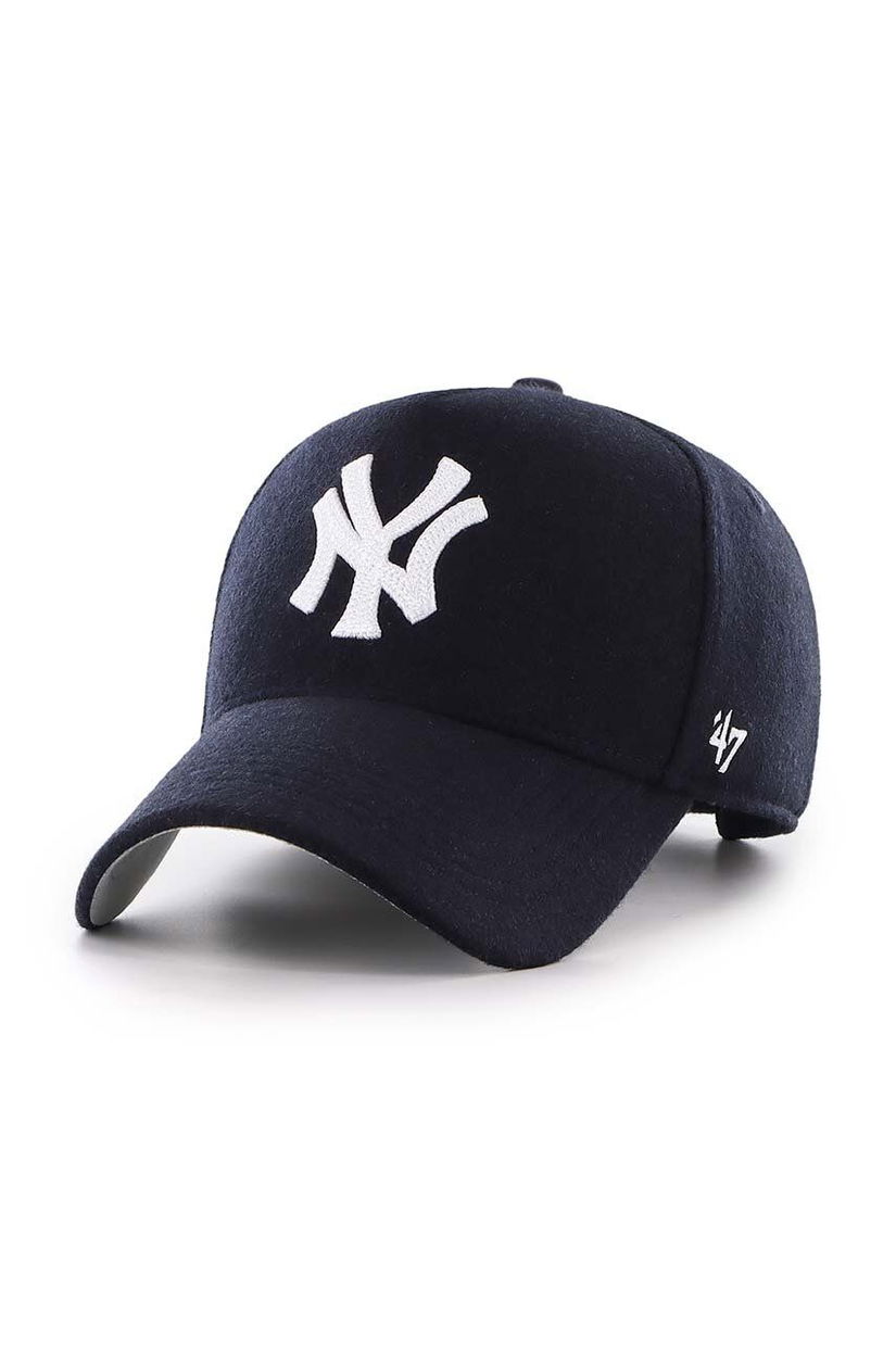 47 brand șapcă din amestec de lână MLB New York Yankees culoarea albastru marin, cu imprimeu, B-CHSMD17WIS-NY