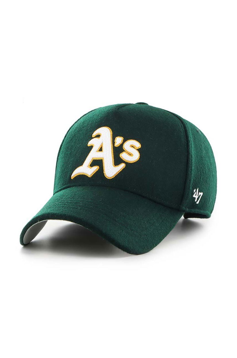 47 brand șapcă din amestec de lână MLB Oakland Athletics culoarea verde, cu imprimeu, B-CHSMD18WIS-DG