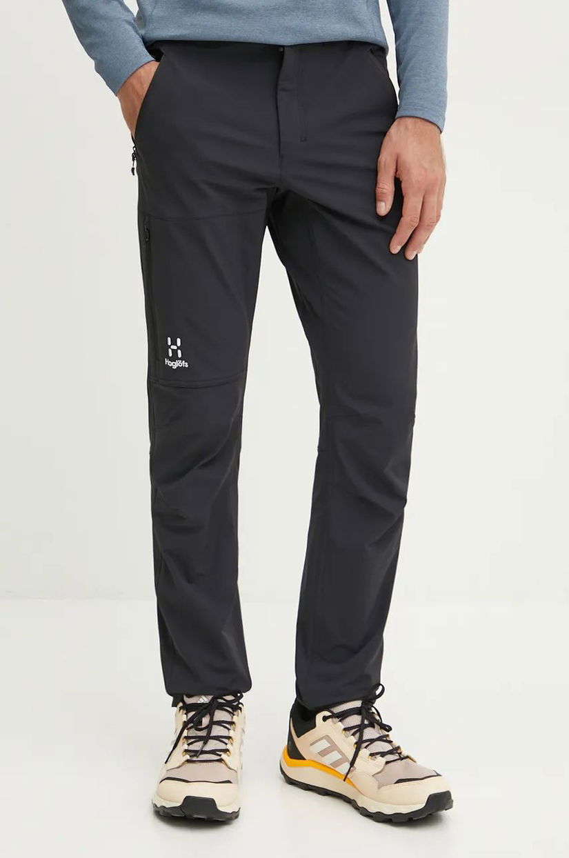 Haglöfs pantaloni de exterior Morän Softshell culoarea negru, 605404