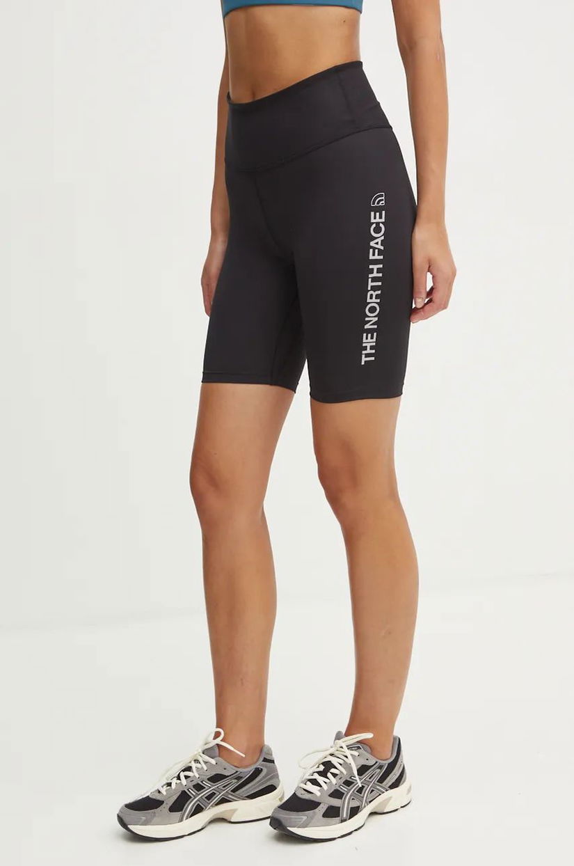 The North Face pantaloni scurti sport Flex femei, culoarea negru, cu imprimeu, high waist, NF0A895GJK31