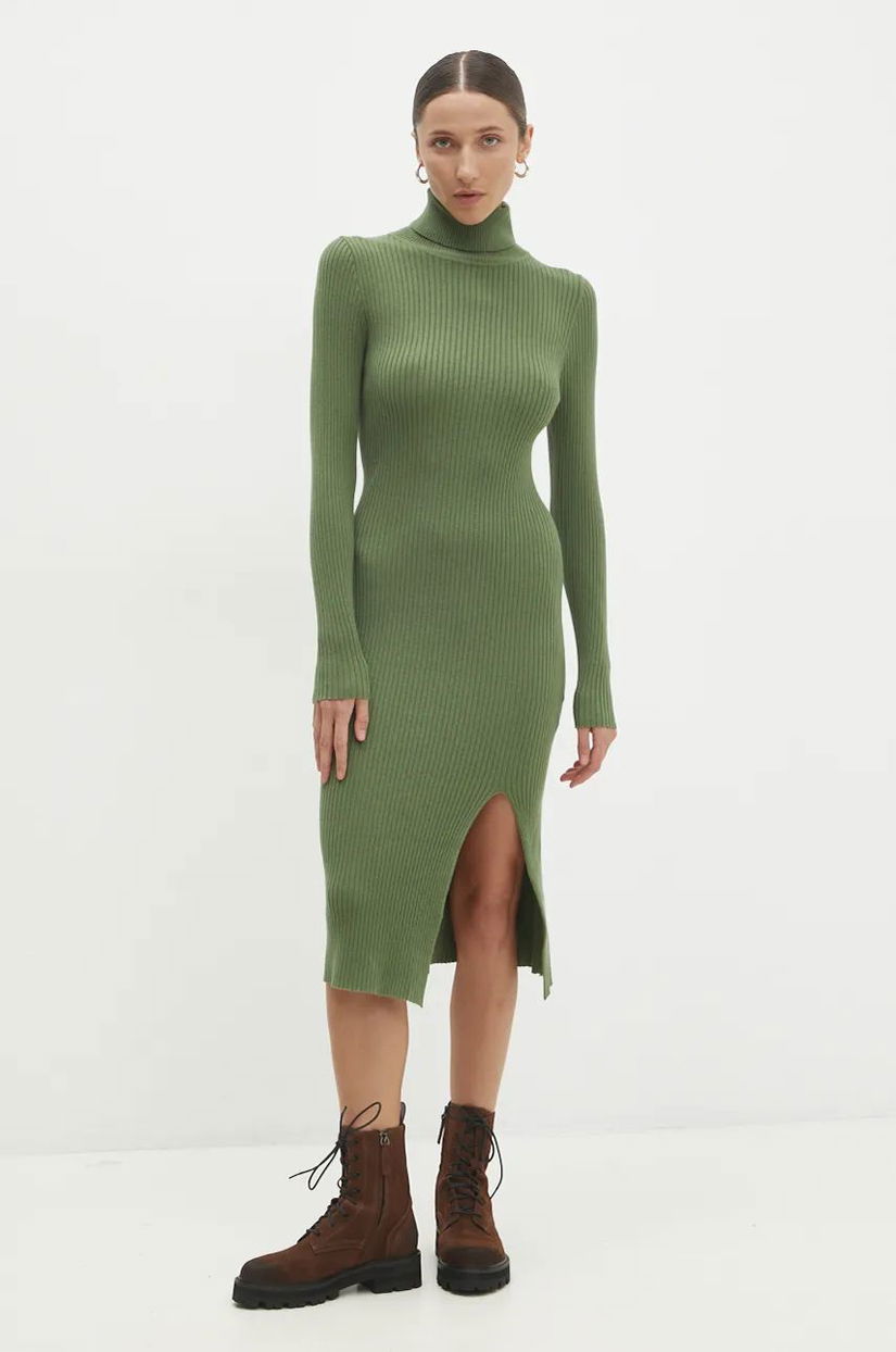 Answear Lab rochie culoarea verde, midi, mulata