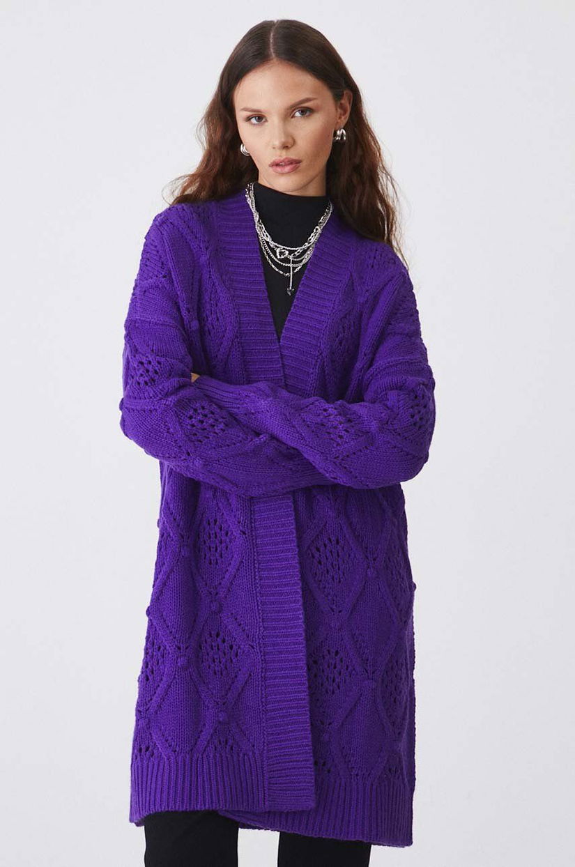 Medicine cardigan femei, culoarea violet, călduros