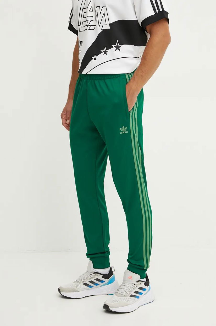 adidas Originals pantaloni de trening Adicolor Classics culoarea verde, cu imprimeu, IY8729