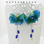 Cercei statement handmade unicat - PET-uri (plastic) reciclate - flori (cod1066)