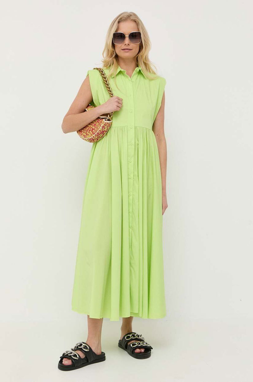 Liviana Conti rochie culoarea verde, maxi, evazati