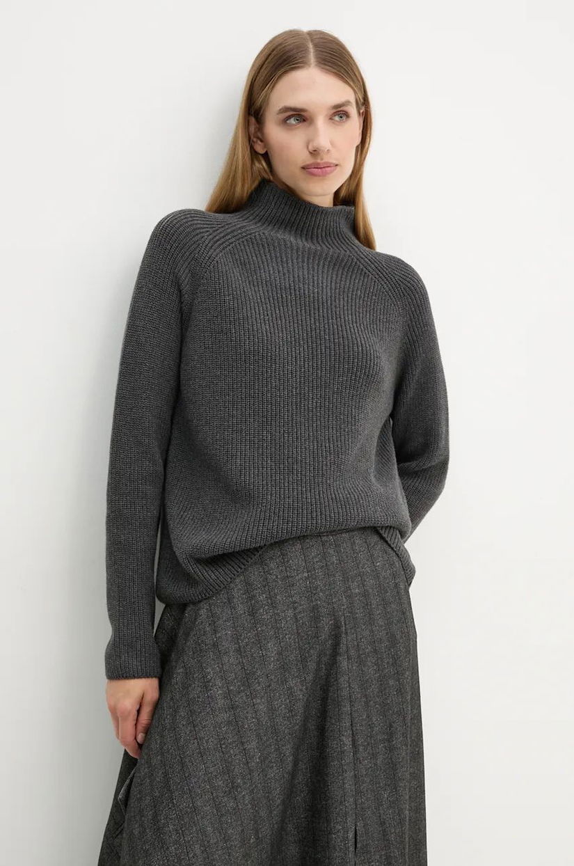 Marc O'Polo pulover de bumbac culoarea gri, cu turtleneck