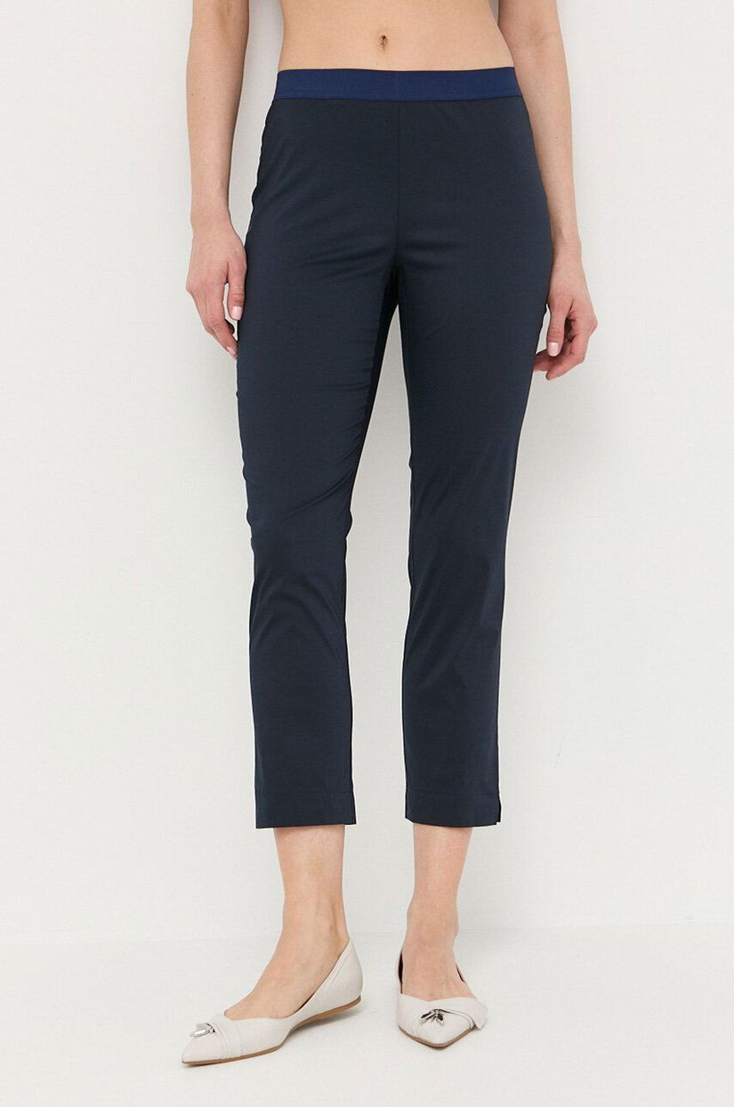 Liviana Conti pantaloni femei, culoarea albastru marin, drept, medium waist